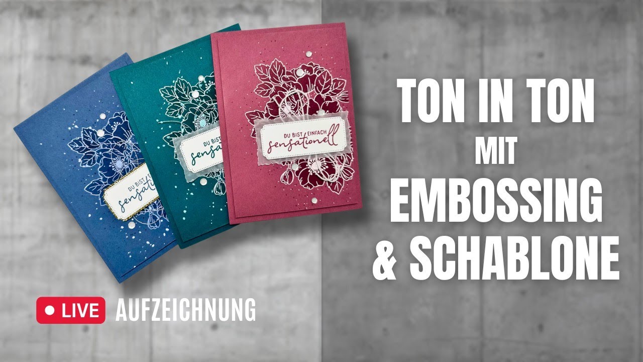 ❤️ schöne Hintergründe auf Karten mit Embossing und Schablone