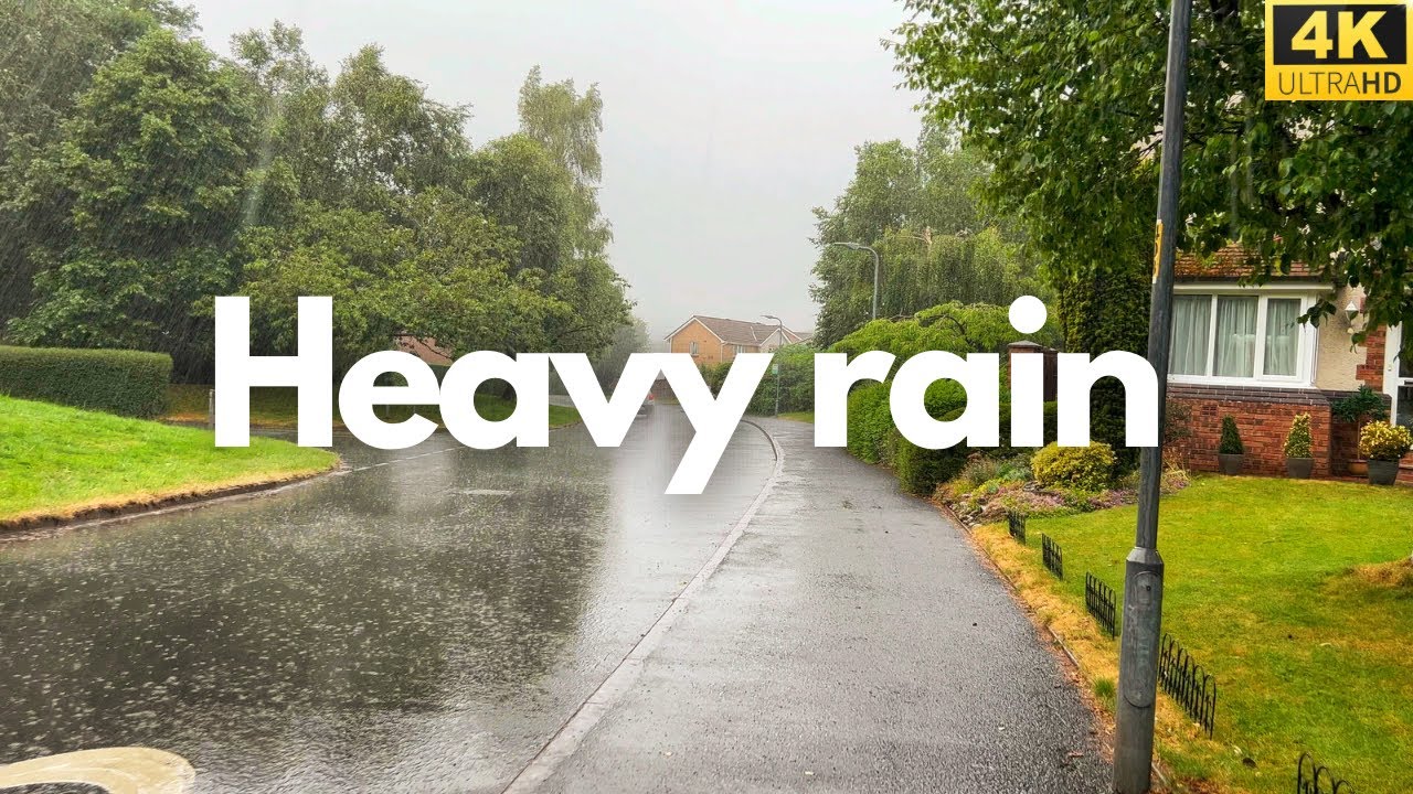 Heavy rain walk in England countryside | Penrith. 4K