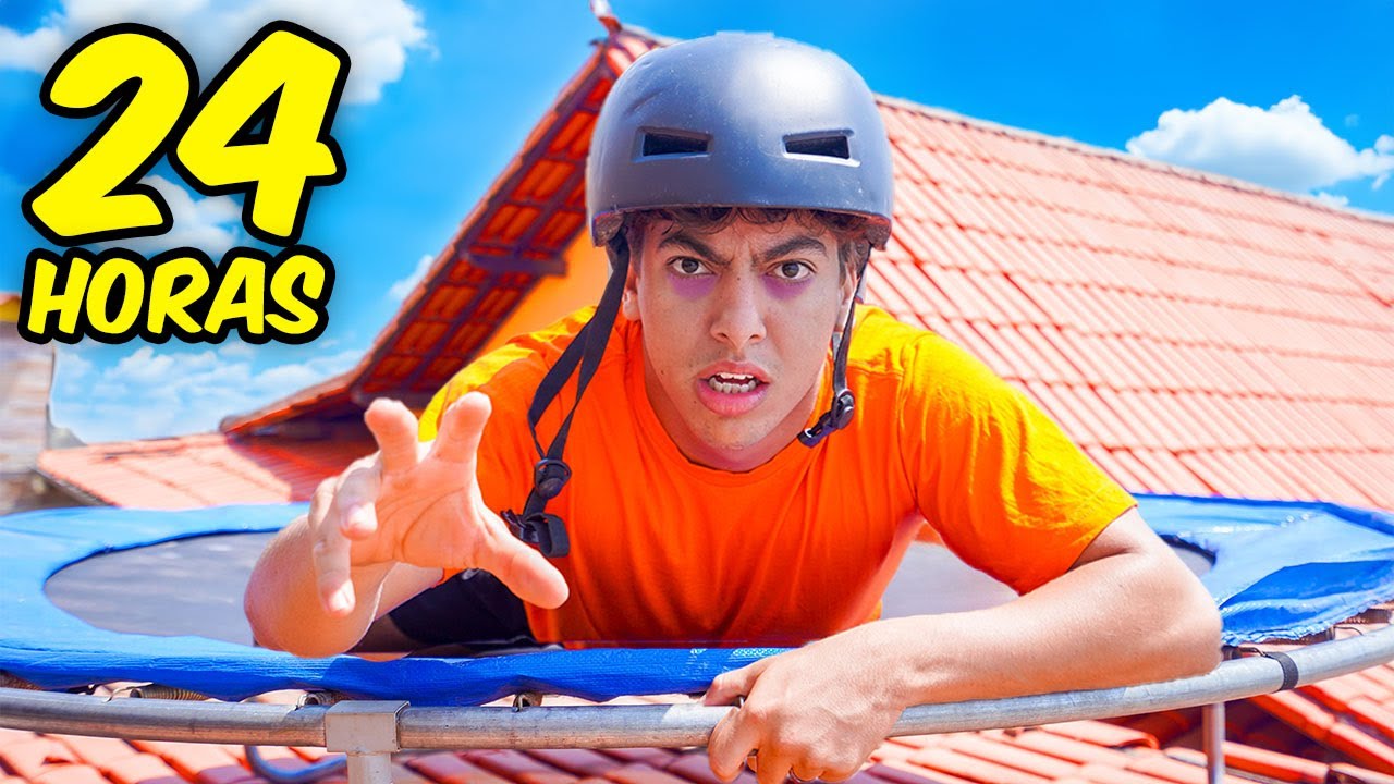 SOBREVIVI 24 HORAS NA CAMA ELÁSTICA EM CIMA DO TELHADO!!!