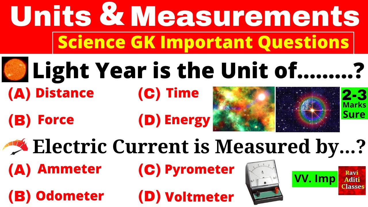 Science- Units and Measurements | Science Gk in english | Science important questions | Science mcq
