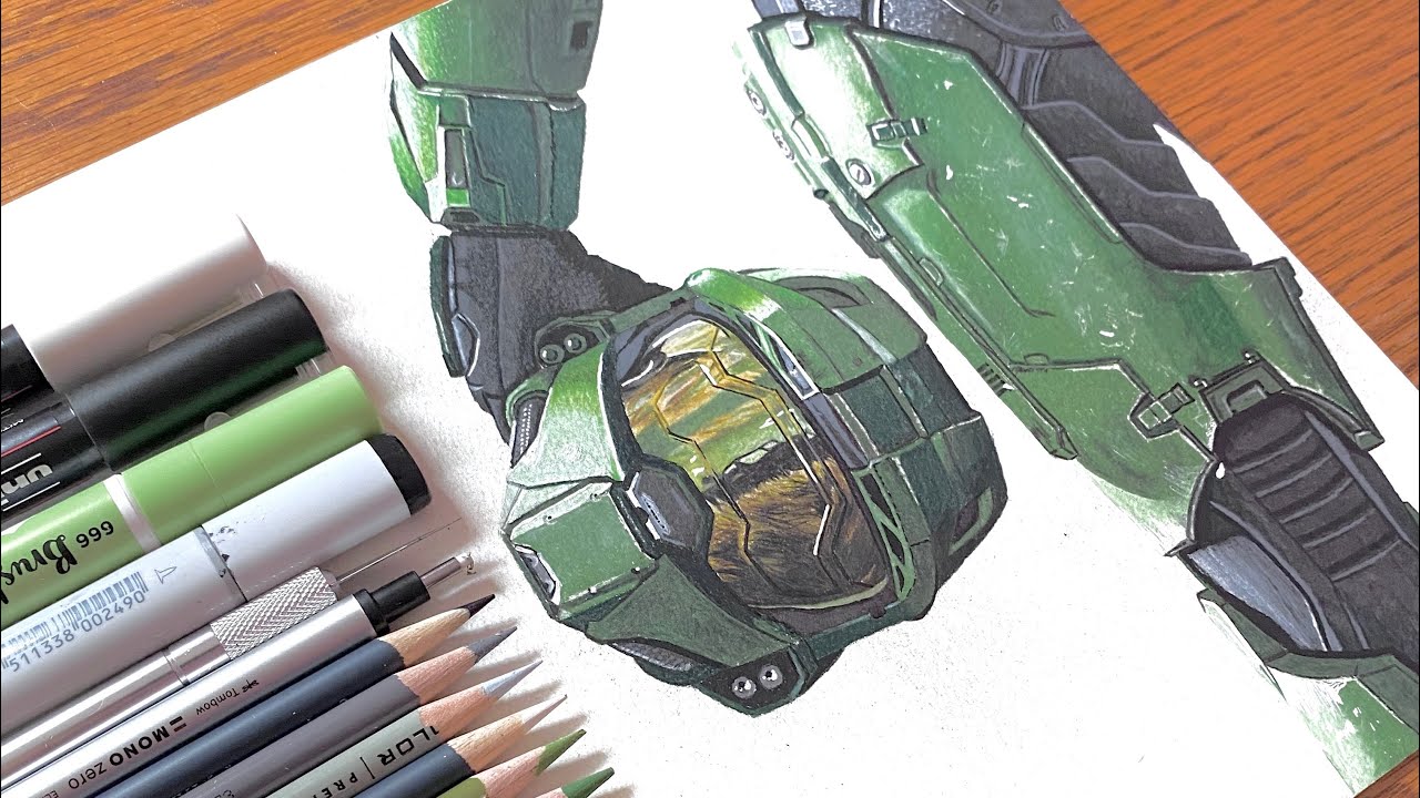Master Chief Drawing From Halo Infinite - Timelapse | Drawsketeer