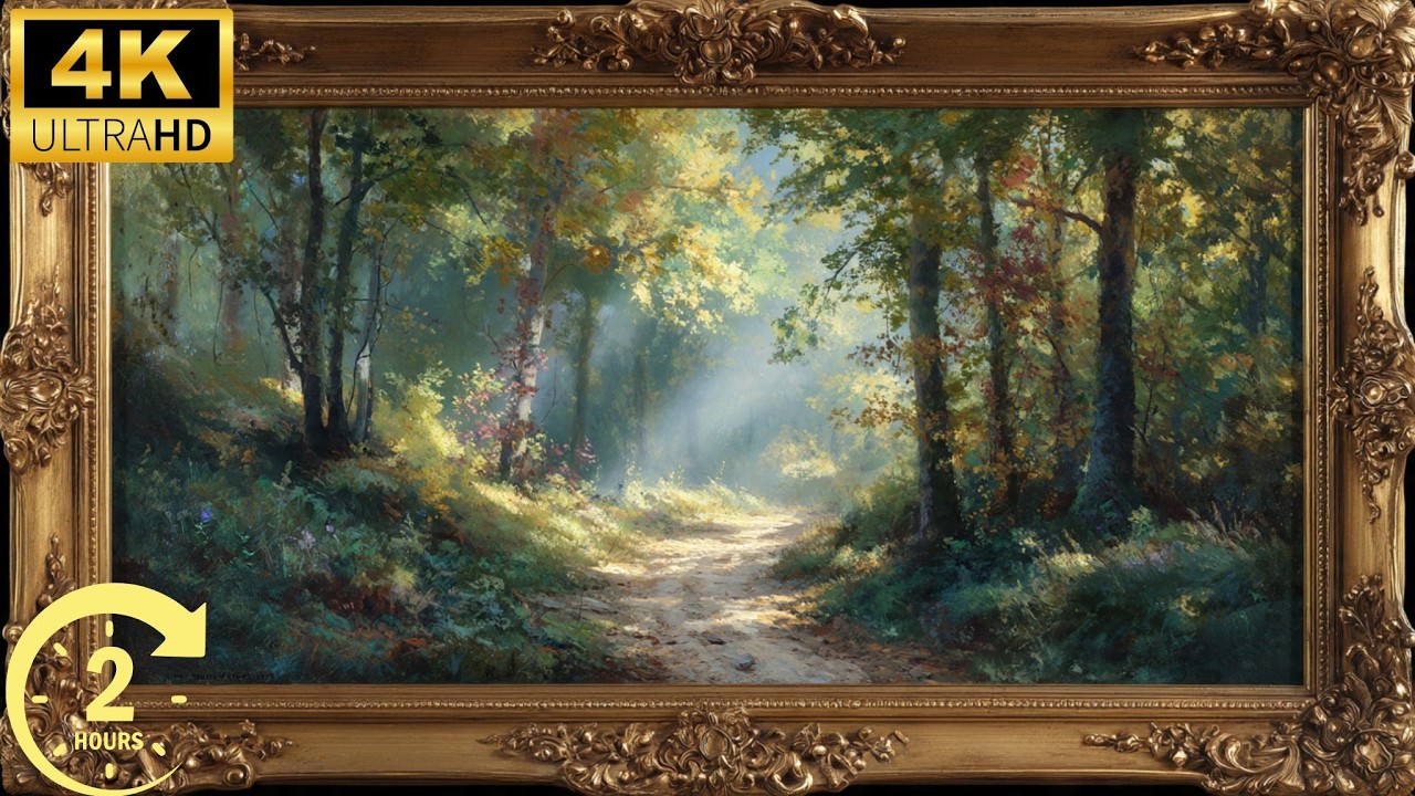Enchanted Forest painting — Peaceful Oil Painting Ambiance 🎨 4K Screensaver for TV