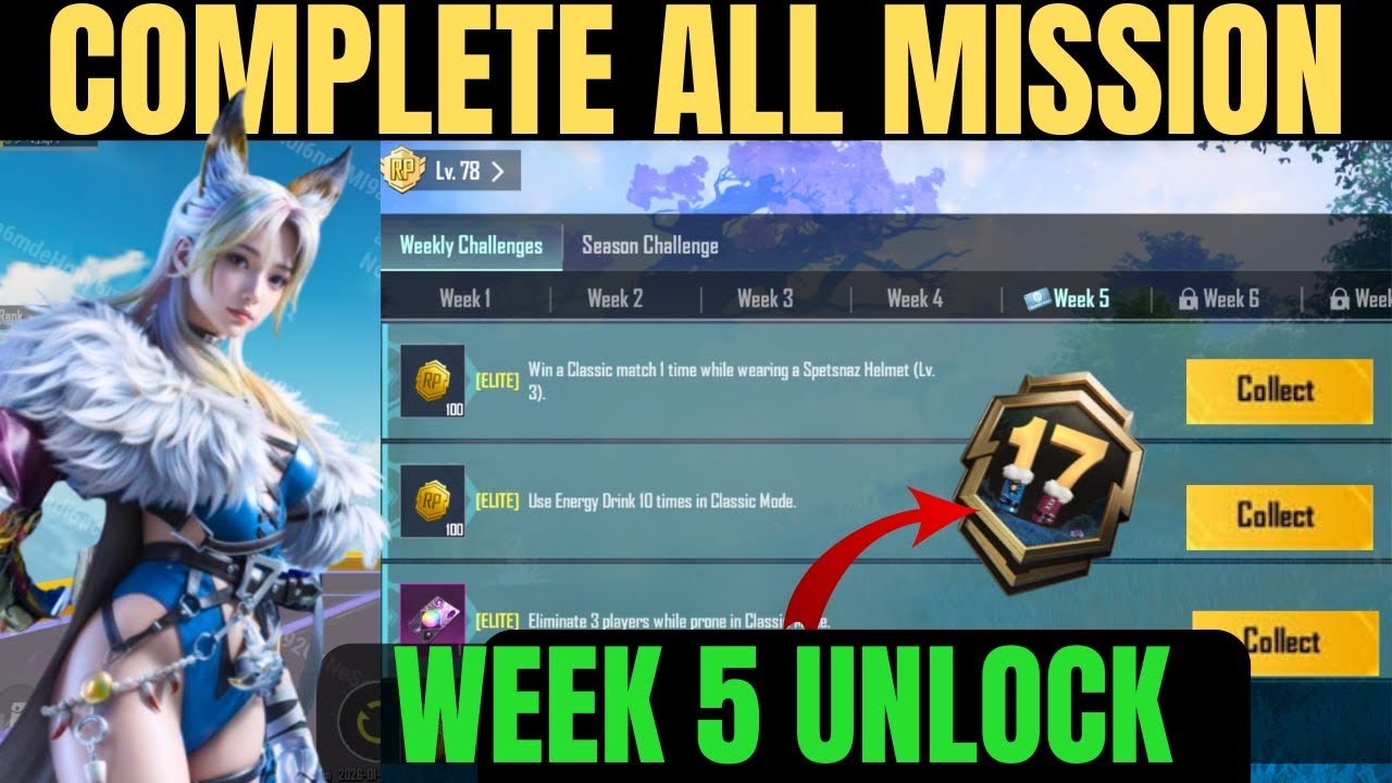 WEEK 5 A17 ROYALE PASS COMPLETE ALL MISSION PUBG MOBILE/BGMI | A17 RP WEEKLY MISSION