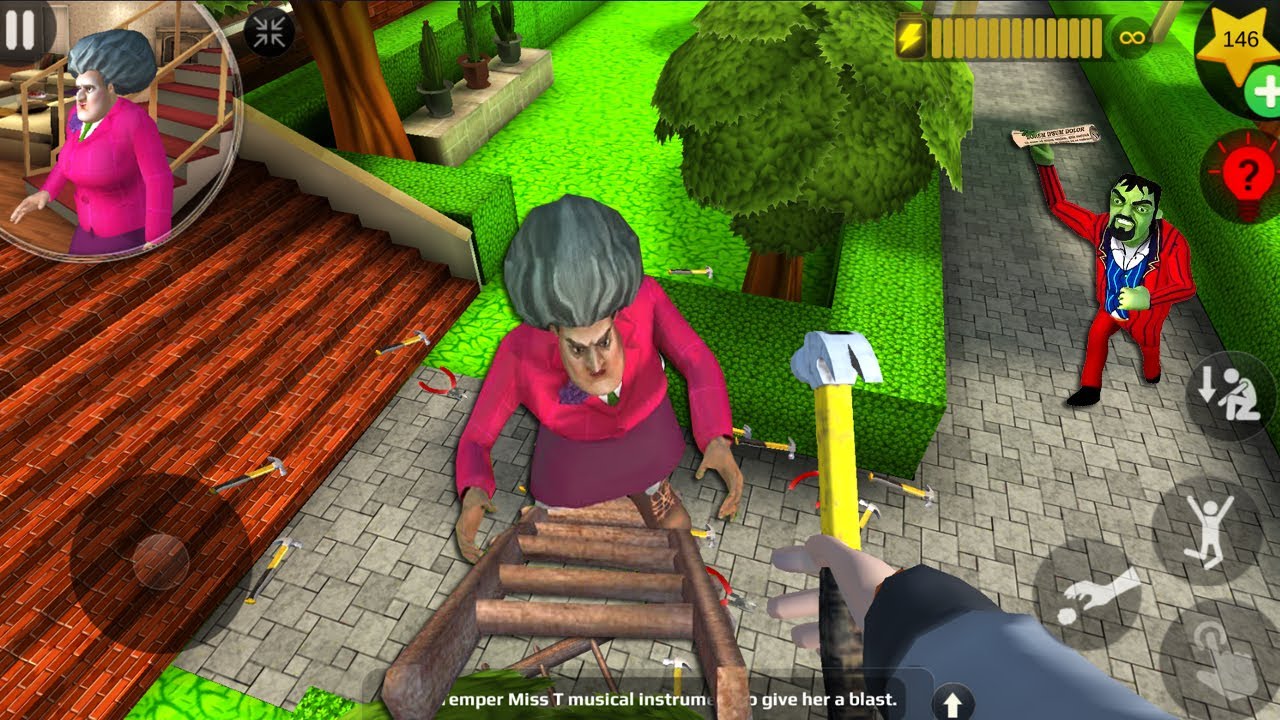 Scary Teacher 3D - with nick and tani troll Miss T fell face down-gameplay part 4326#scaryteacher3d