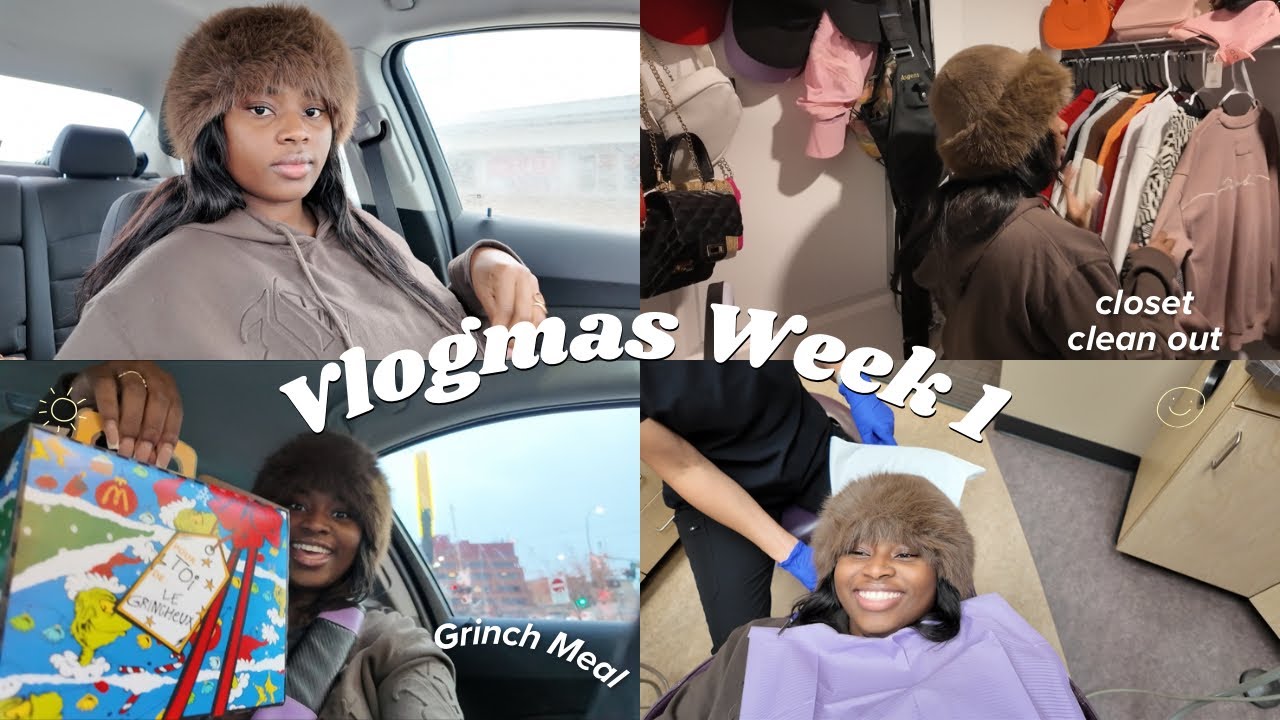 VLOGMAS WEEK 1 ❄️☃️ Rearranging my closet|| Trying Grinch Meal || Shopping + Dental Appointment
