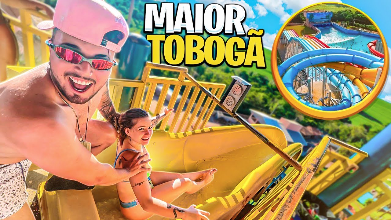 ELE ME DESAFIOU A DESCER PELO TOBOGÃ MAIS ALTO DO PARQUE AQUÁTICO! *fiquei com medo*