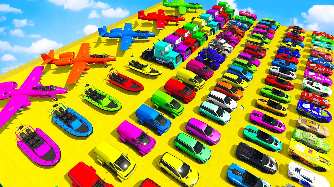 GTA V Epic New Stunt Race For Car Racing Challenge by Spider-man and Friends With Amazing Car Planes