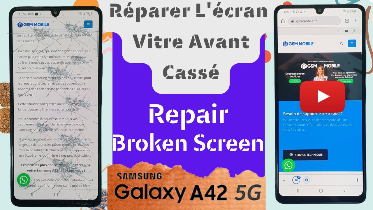 Réparer L'écran Vitre Avant Cassé un Samsung Galaxy A42 5G / Changer  Afficheur en 10 Minutes
