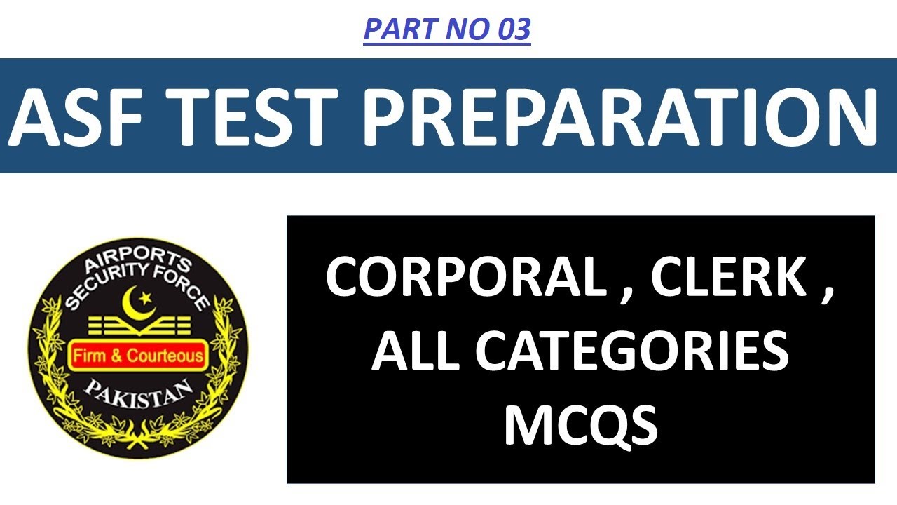 Asf test Preparation || written test Preparation Mcqs || Part no 03 || #asf