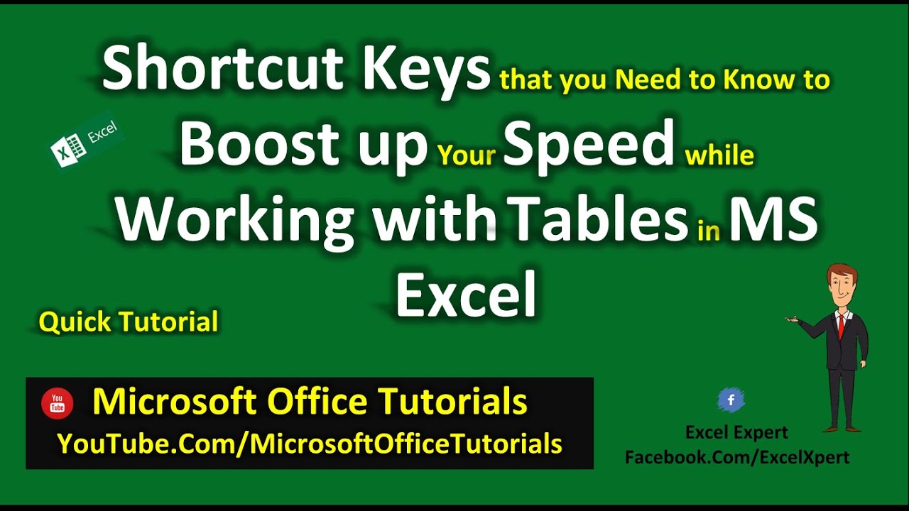 All Shortcut Keys for Working with Tables in MS Excel | Shortcut Keys | Excel Tutorial