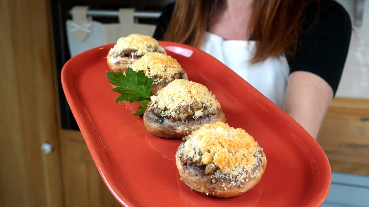 Funghi Champignon Ripieni Gratinati!Antipasto Facile Per Una Cena Gustosa