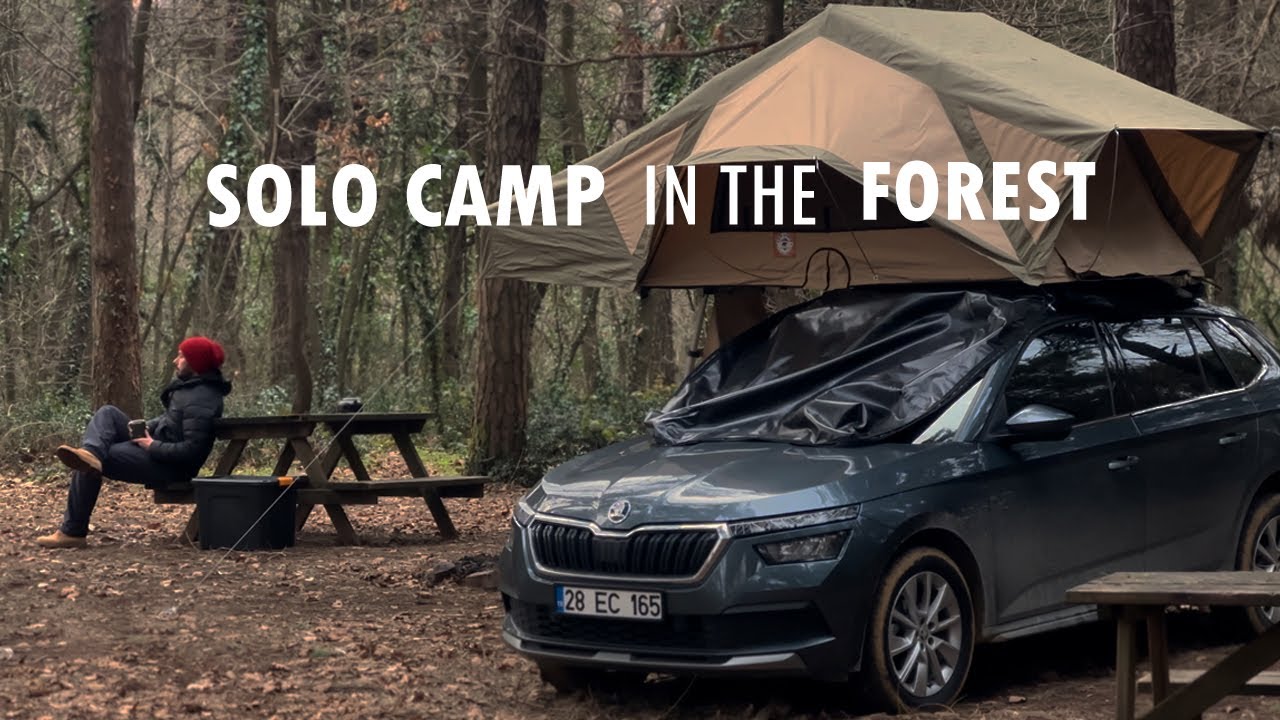 ARAÇ ÜSTÜ ÇADIR ile SOLO Orman Kampı / Relaxing Forest View Camping with a Rooftop Tent /ASMR