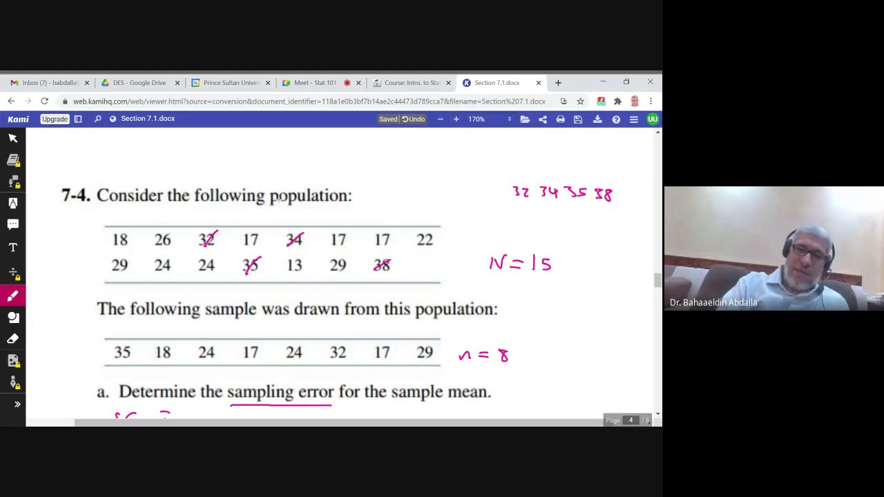 7.1 Sampling Error of the Sample Mean