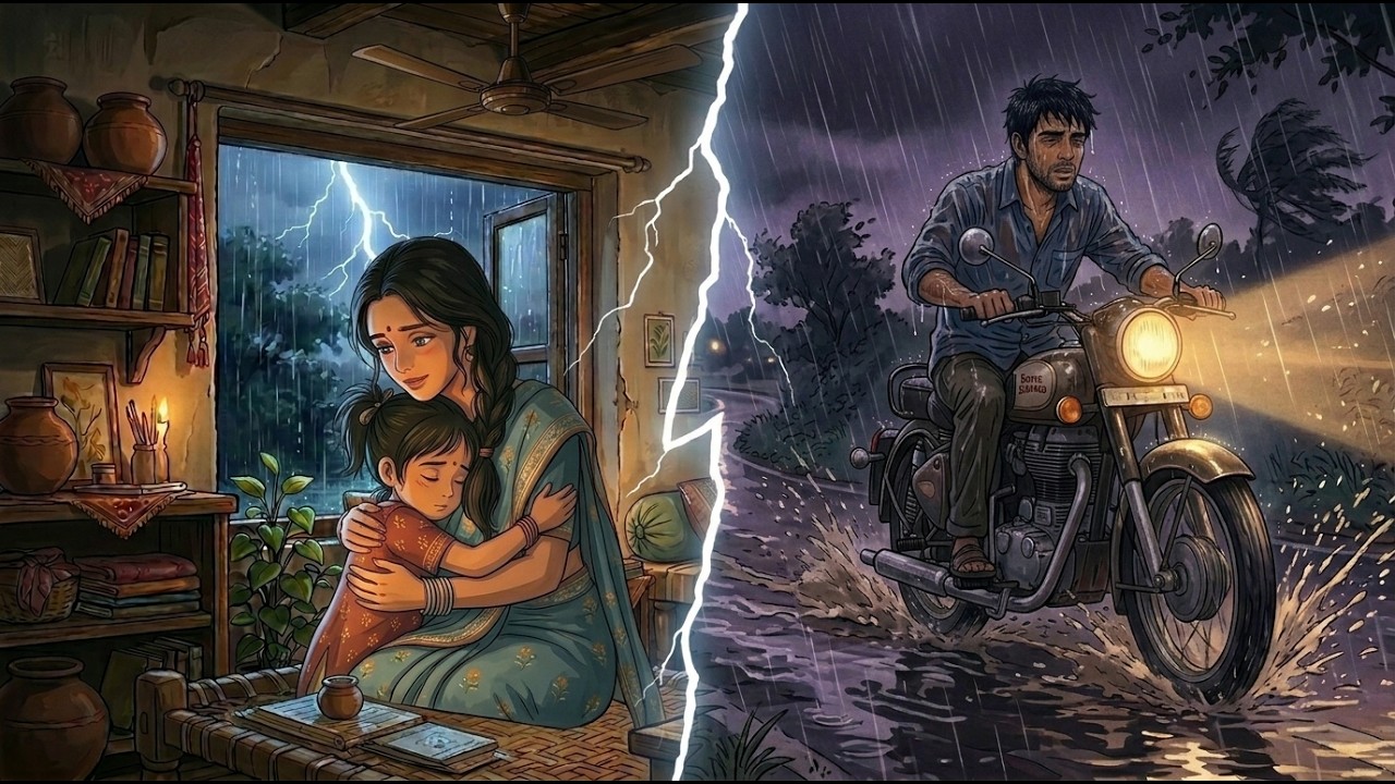Power Cut Night 🌧️ | Father Returns in Storm | Cozy Family Dinner ❤️ | Ghibli Style Rain Story|ASMR 