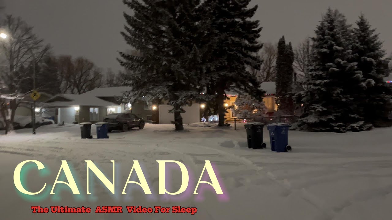 A MAGICAL SNOWY WALK .Snow Covered Streets. Snowy walk in a beautiful canadian city.