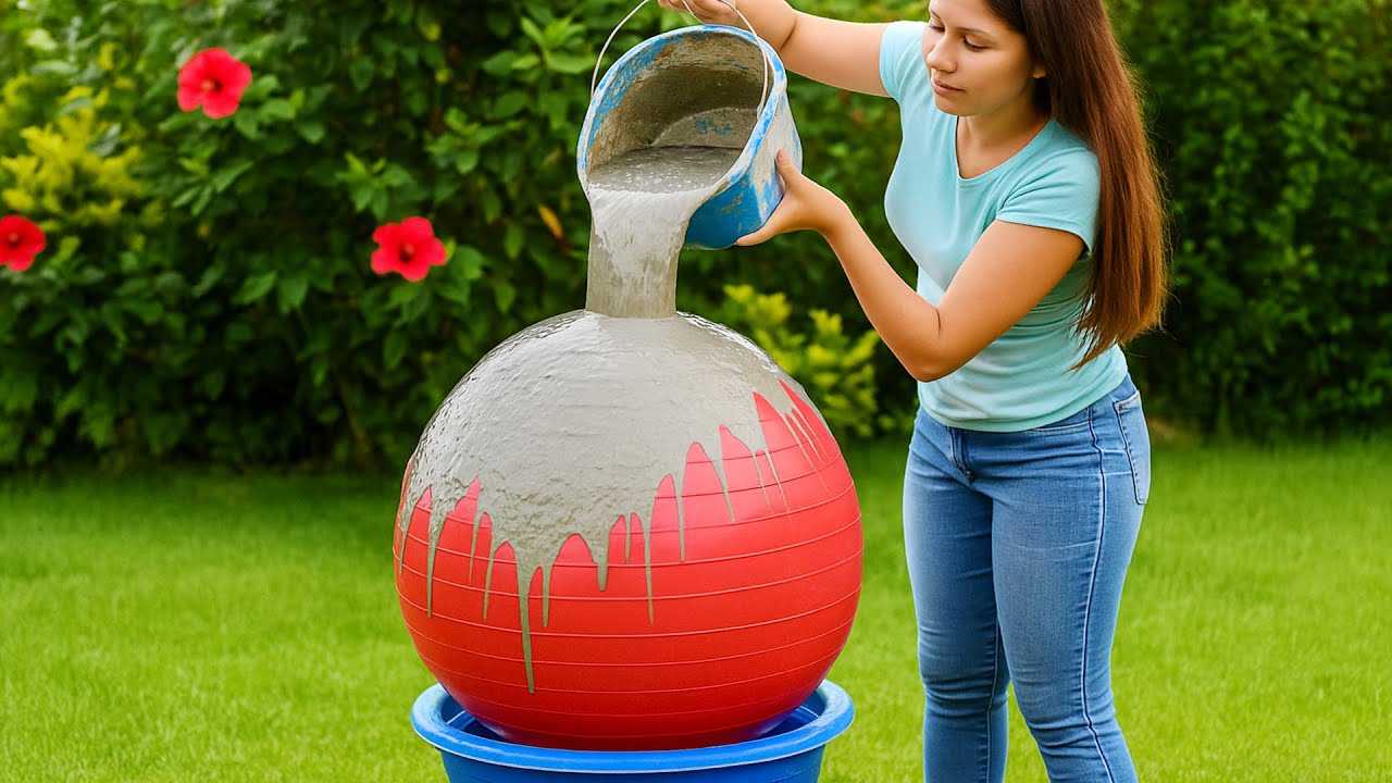 AMAZING / girl recycles cement and balloons into flower pot art / DIY flower pots at home