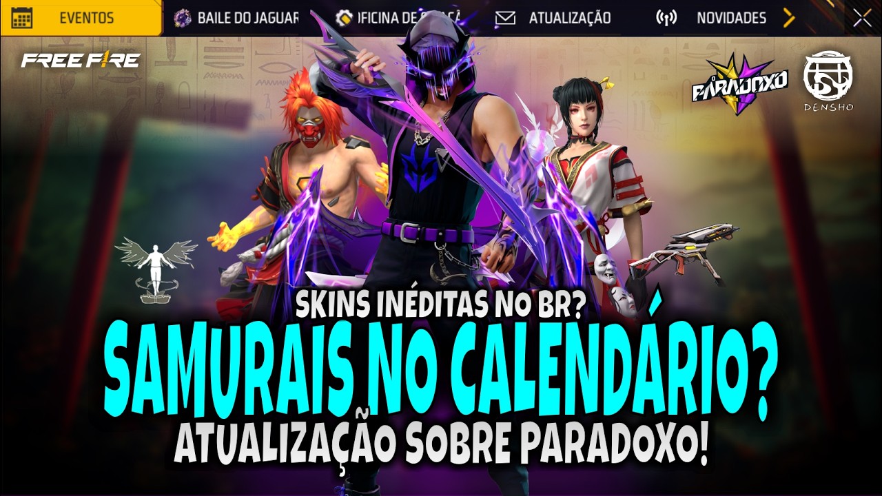 🚨URGENTE! PARADOXO PRÓXIMO DE CHEGAR?! + SKINS DENSHO E SKINS INÉDITAS | NOVIDADES FREE FIRE