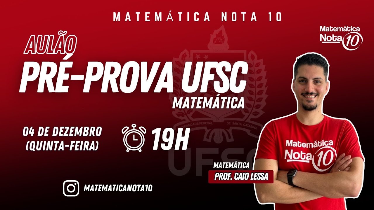 PRÉ-PROVA UFSC 2026 🚀 | Revisão & Dicas Matemática (Prof. Caio)