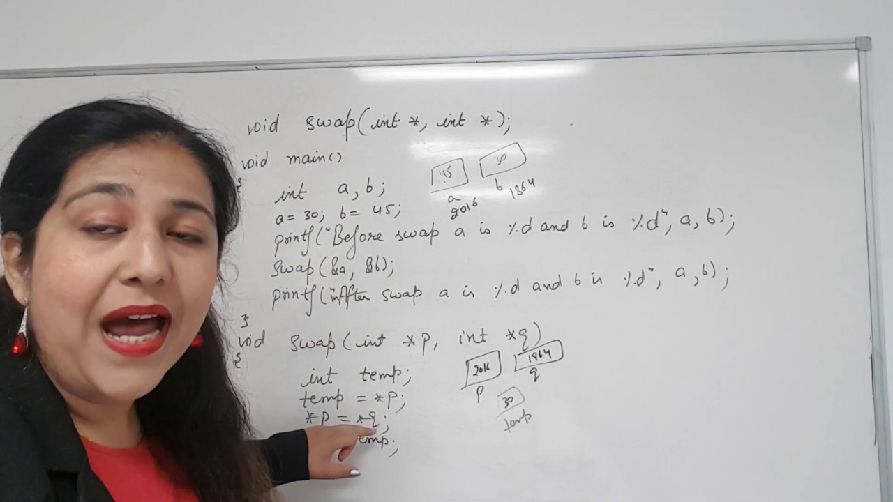 Program to swap two numbers using call by reference in c language