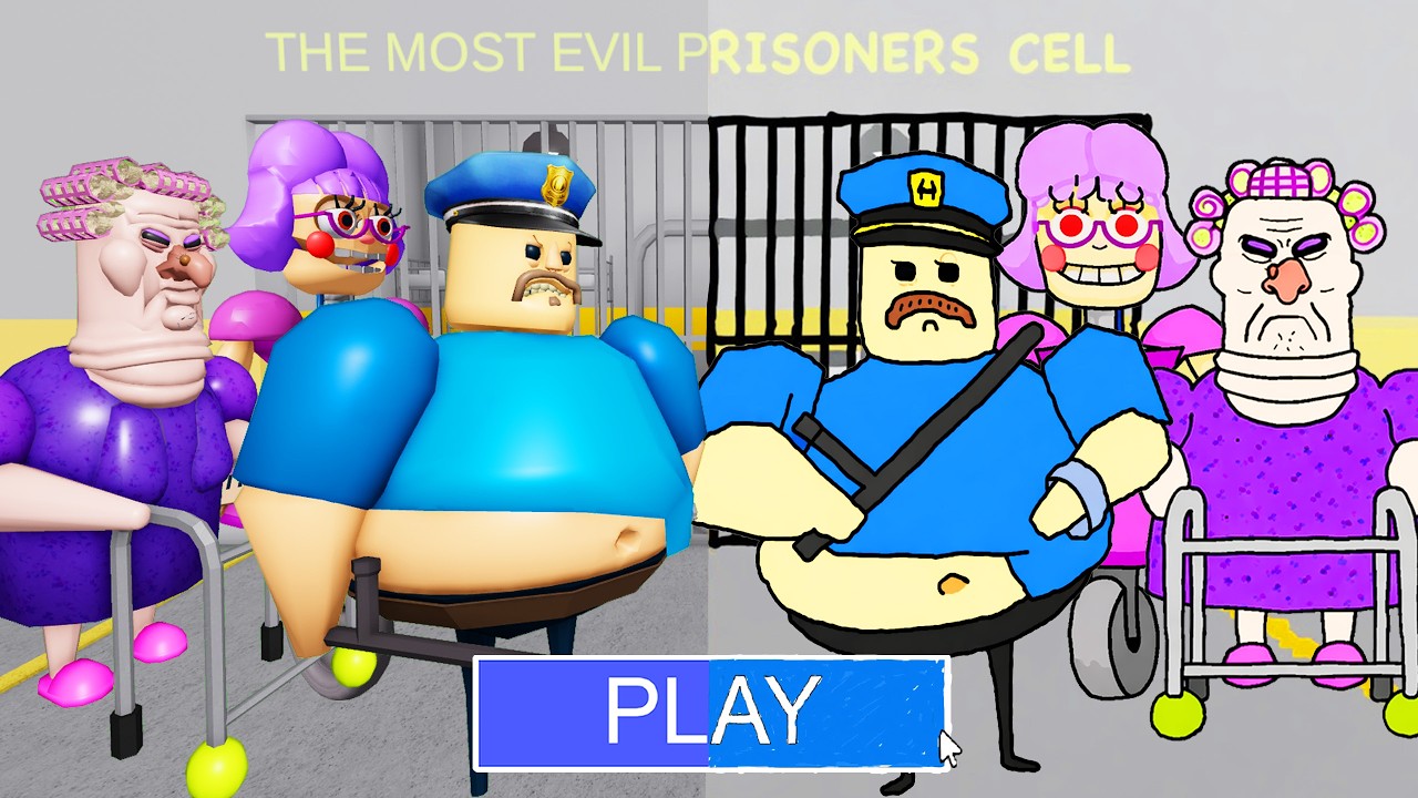 Barry 2D Painted Bosses Vs 3D Bosses! BARRY'S PRISON RUN! #roblox #obby