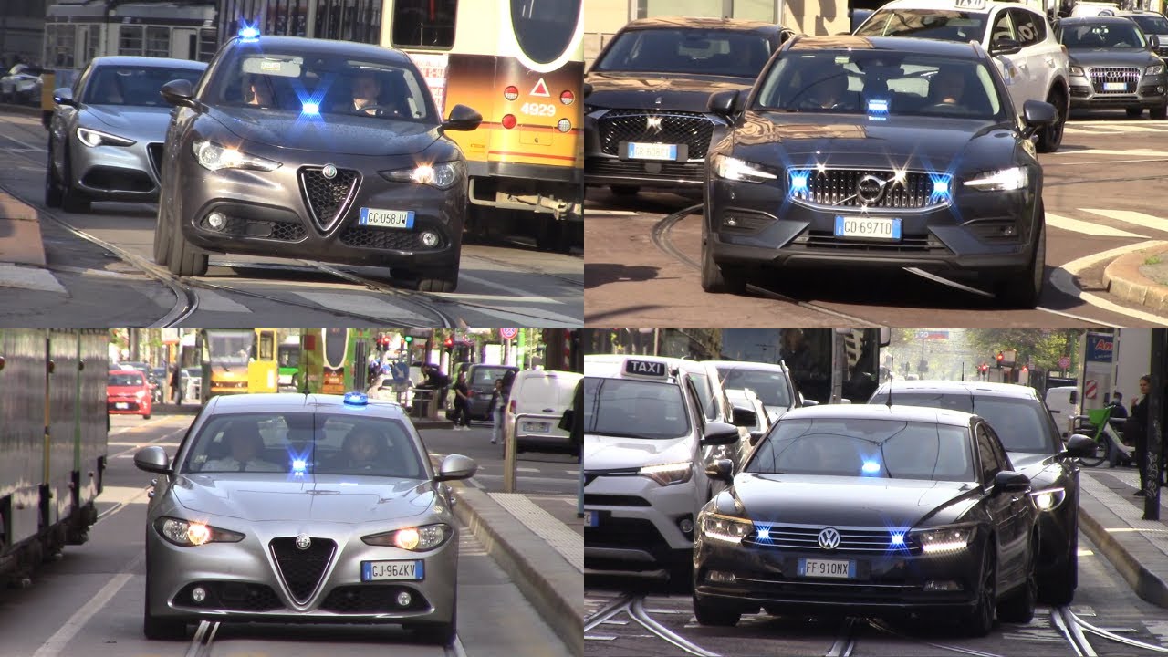 G7-AUTO BLU POLITICI IN SIRENA+POLIZIA STRADALE SCORTA MINISTRO DELLA GERMANIA VERSO PALAZZO REALE