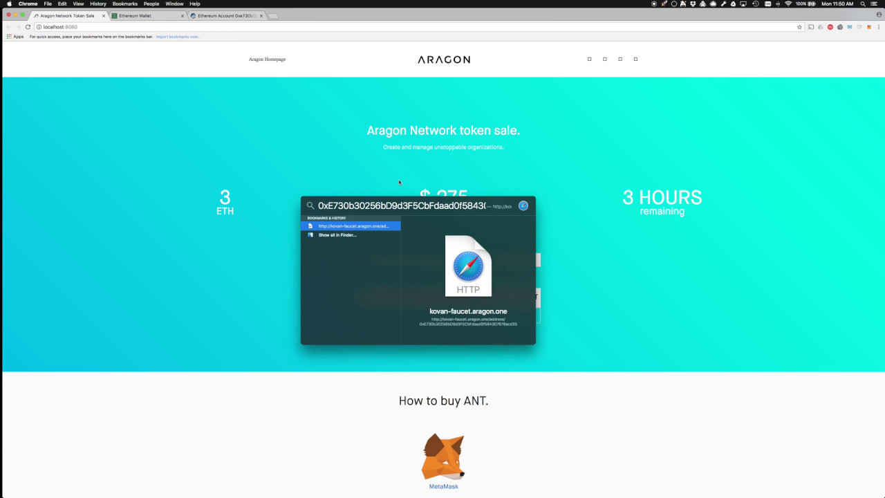 Aragon Token Sale with Metamask