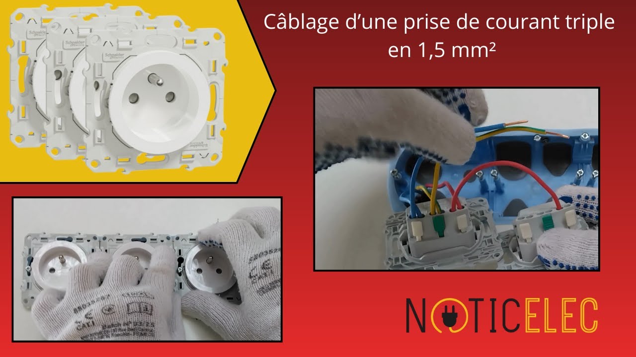 Câblage d’une prise de courant triple en 1,5 mm² en autoconstruction