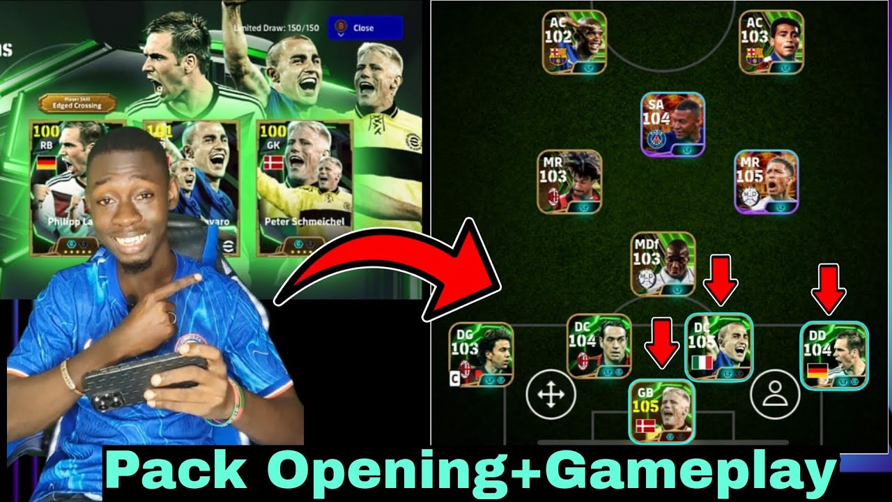 Pack Opening & Match complet avec Cannavaro 106, Lahm 105 & Schmeichel 105 🤯🔥 || Efootball mobile