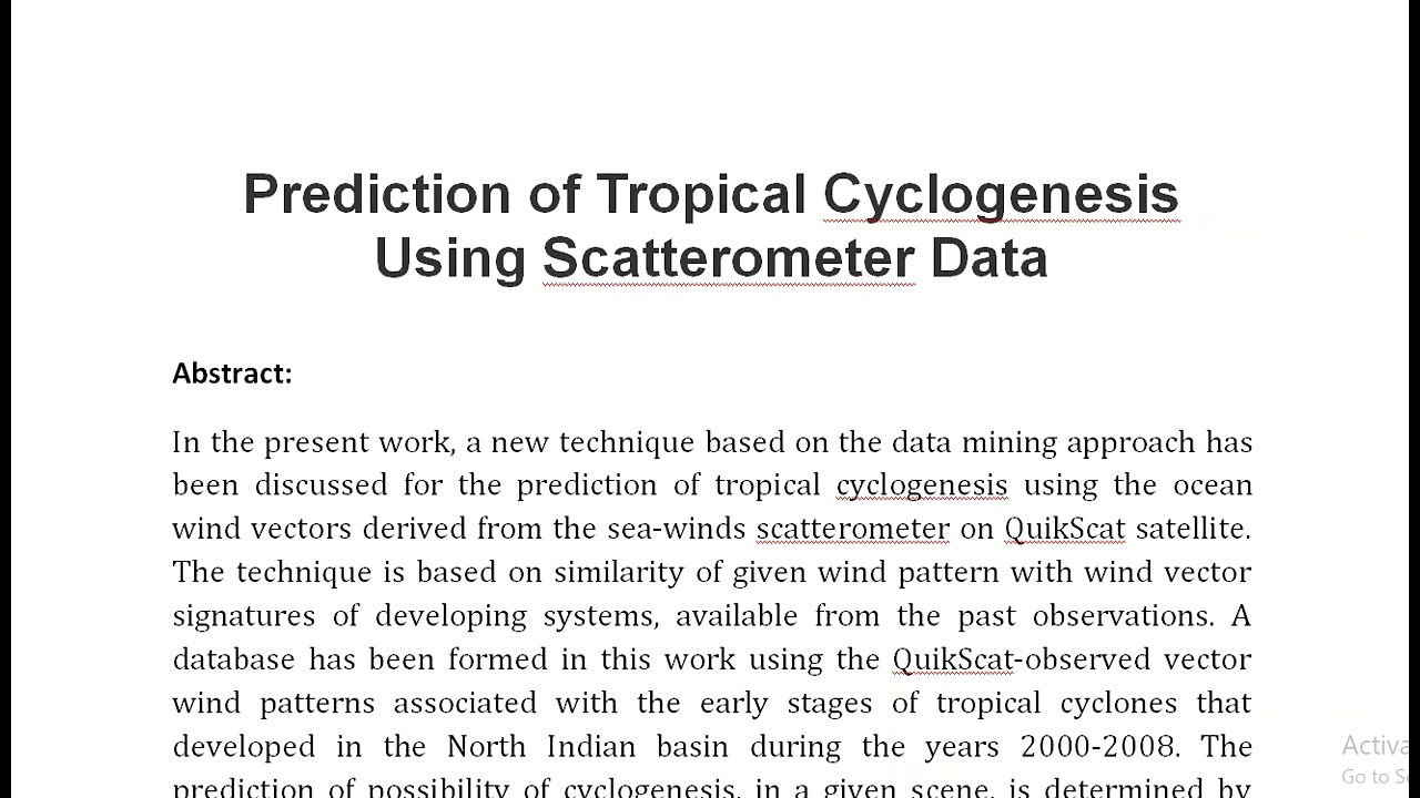 Prediction of Tropical Cyclogenesis Using Scatterometer Data