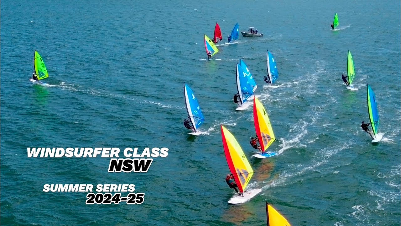 Windsurfer Class NSW Summer Series 2024-25 Heat 3 RACE DAY!! Windsurfing upwind leg Lake Macquarie.