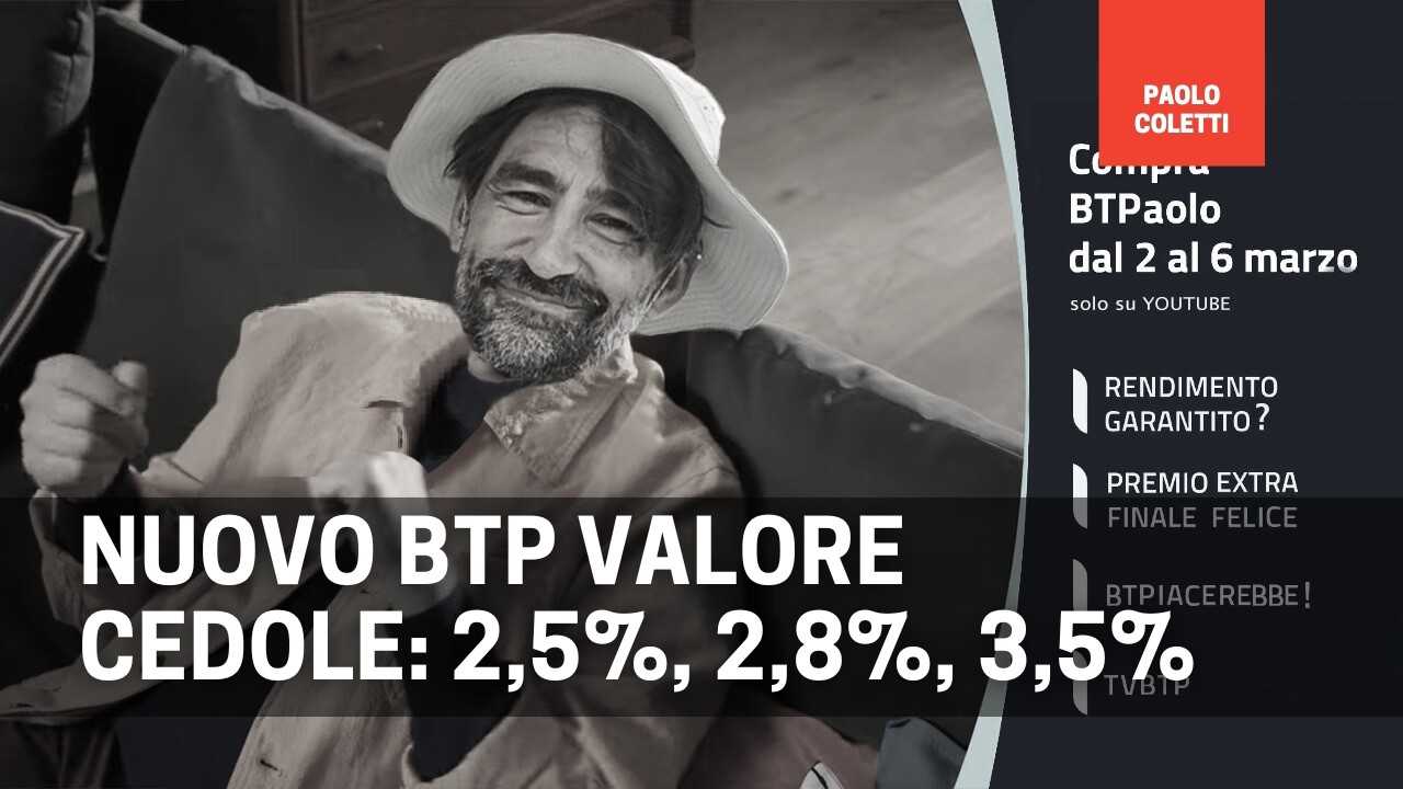 BTP Valore marzo 2026: rendimento lordo 3,06% netto 2,68% ISIN IT0005696320
