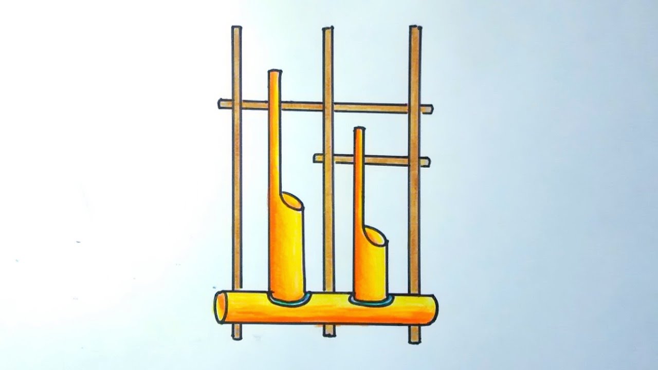 Cara menggambar alat musik tradisional angklung