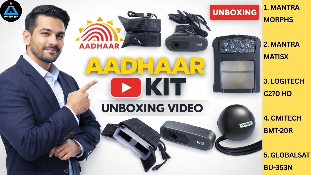 Aadhaar Kit - Mantra 10 Finger Scanner, CMITECH Dual IRIS Scanner, Logitech HD Webcam, GlobalSat GPS