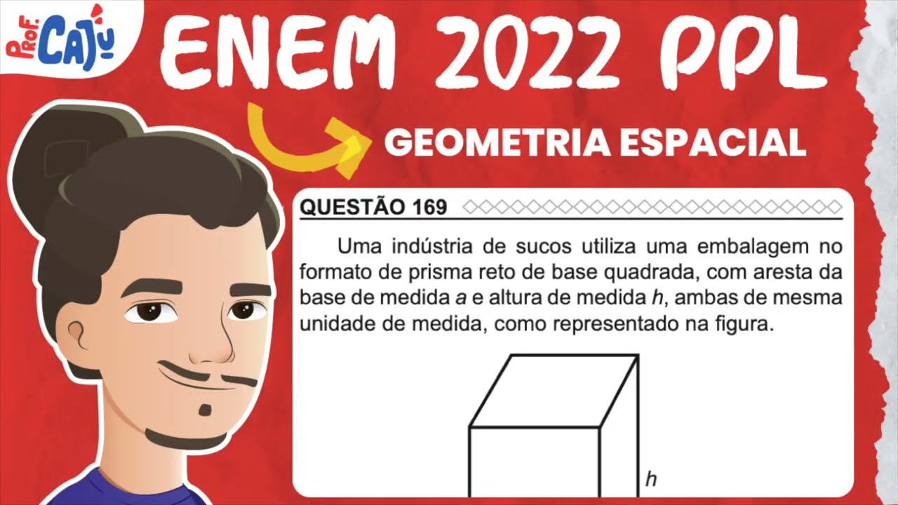 [ENEM 2022 PPL] 169 📘 GEOMETRIA ESPACIAL Uma indústria de sucos utiliza uma embalagem no formato de
