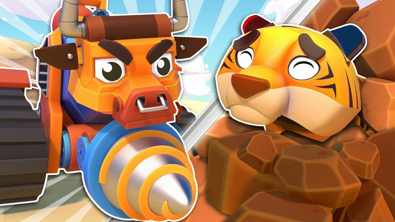 TIGER POLICE CAR is trapped! Bull bulldozer to the rescue | Cars & Trucks Rescue Squad | AnimaCar