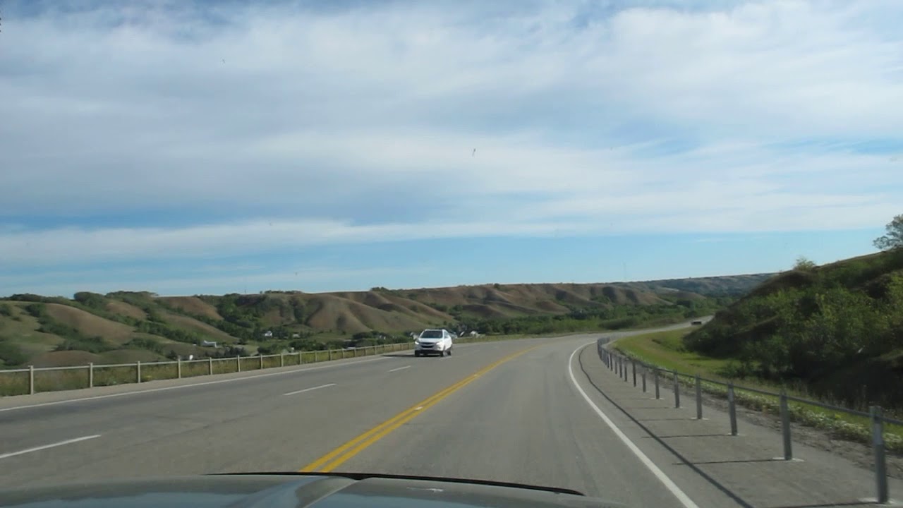 Driving into Fort Qu'Appelle Valley Saskatchewan