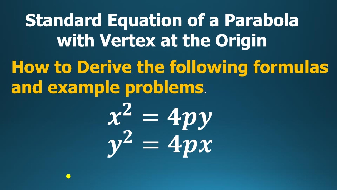 Standard Equation of a Parabola with Vertex at the Origin | Pre-Calculus