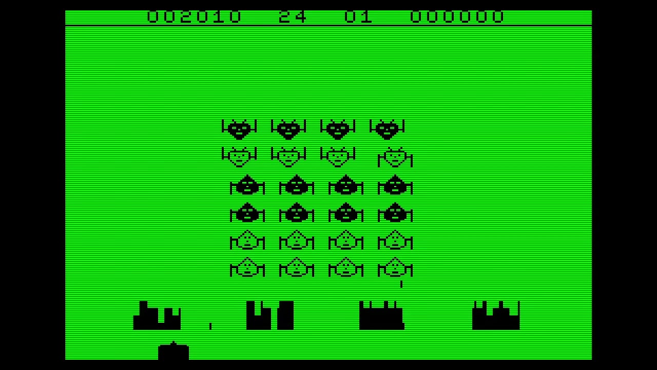Invader Force (Acorn Atom)|Skill level 3 (Med.). Score: 3 380 #atom #acorn #acornatom #spaceinvaders