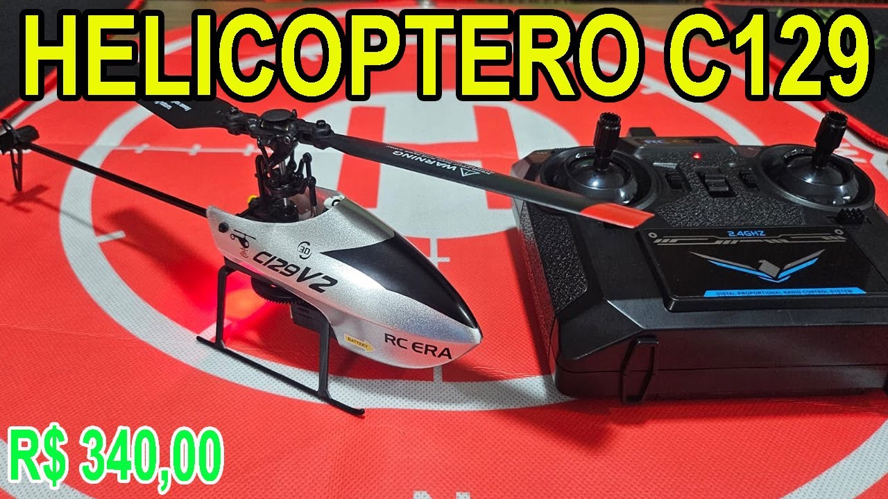 Helicóptero C129 V2 RC Era todas configurações do controle como ligar melhor para iniciantes