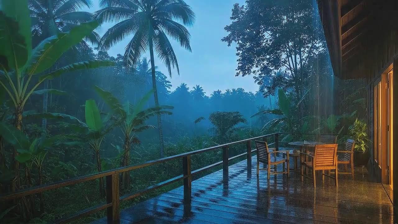 Deep Sleep Tonight with Steady Rain and Distant Thunder Echo at Cozy Cabin 🌧️