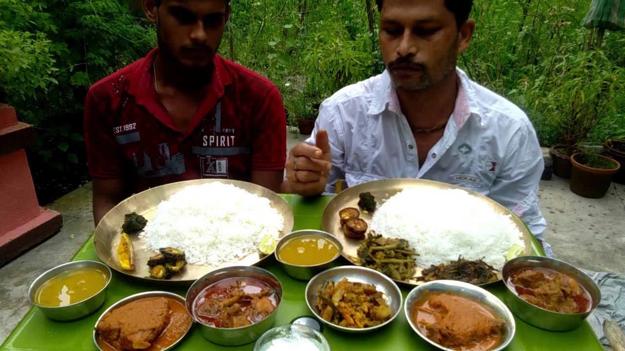 Cheler Sathe Competition | Rice Challenge with Son | Katla Kalia | Chicken Kosha | Lotte Fish