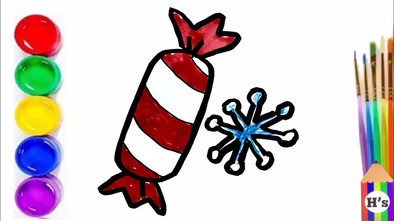 How To Draw a Cute Christmas Candy | рисуем милые рождественские сладости для детей