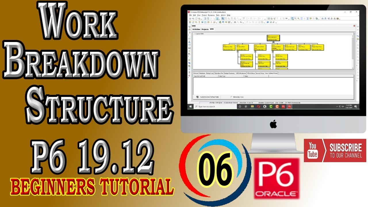 How to Create Work Breakdown Structure | Primavera P6 | 19.12 | Beginners Tutorial