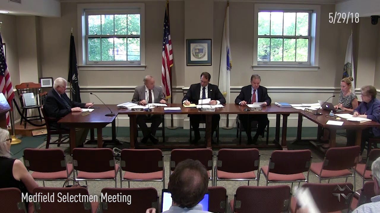 Selectmen Meeting (5-29-2018): Police Chief Search Com.; Town Goals; Streetlights; Library Portico