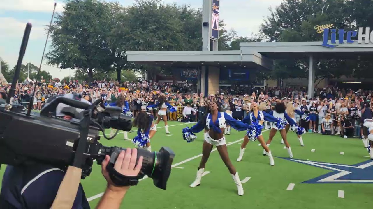 Dallas Cowboys Cheerleaders pregame performance Miller Lite House 9/28/25 view from Northeast side