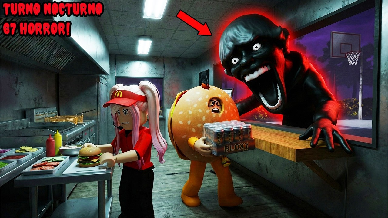 Turno Nocturno EN EL KIOSKO DE HAMBURGUESAS Y 67 NOS ACECHA! 67 HORROR!😮🍔🔪