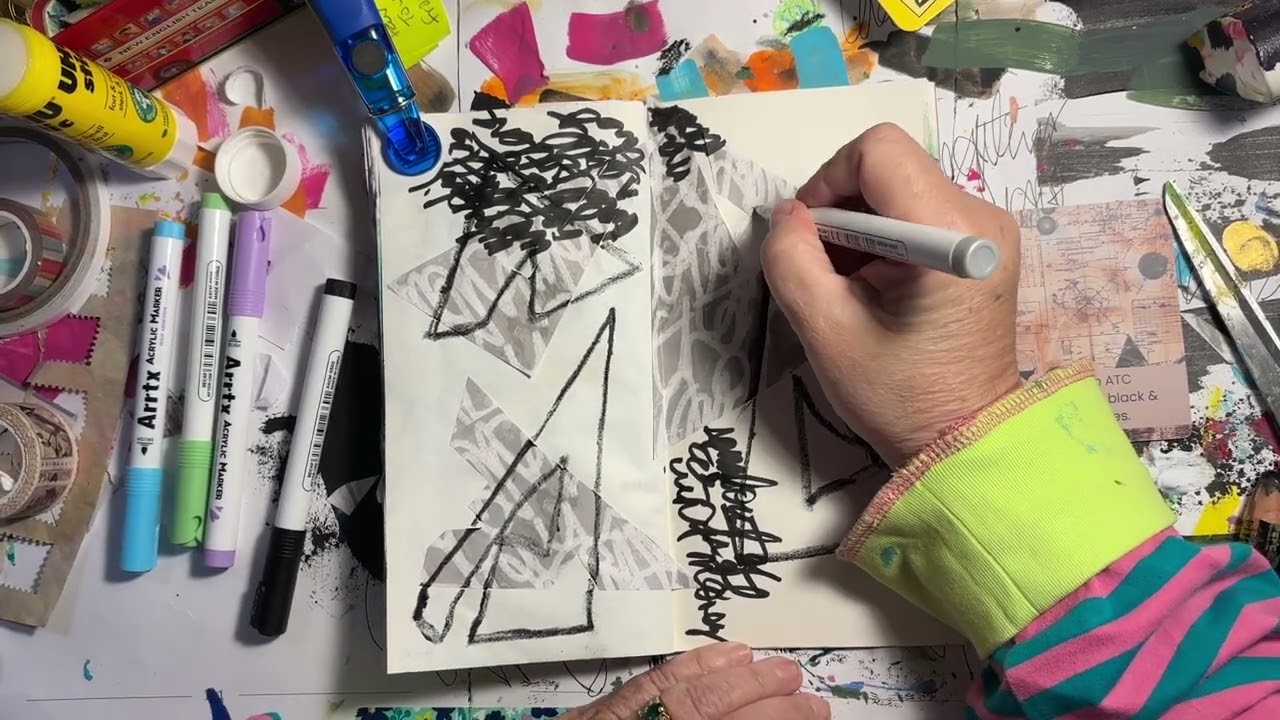 Open, a Mixed Media Art Journal Exploring Triangles, Day 19