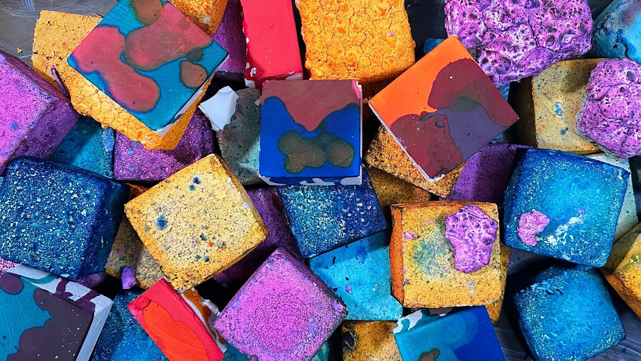 MEGA MASS CRUSH | 50+ Dyed, Pasted and Reformed Gym Chalk 🌈 | Mini Mass Crush May | #oddlysatisfying
