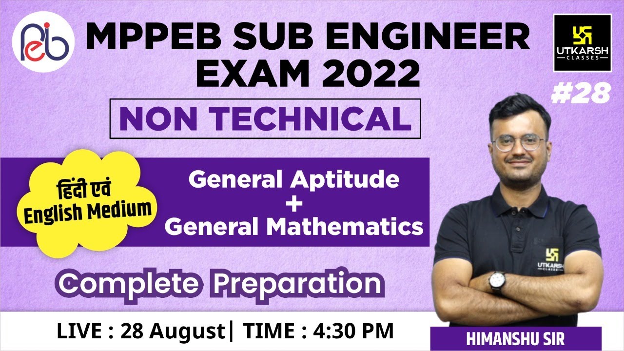 MPPEB Sub Engineer Exam|General Aptitude & Mathematics #28| Non Technical | Preparation|Himanshu Sir