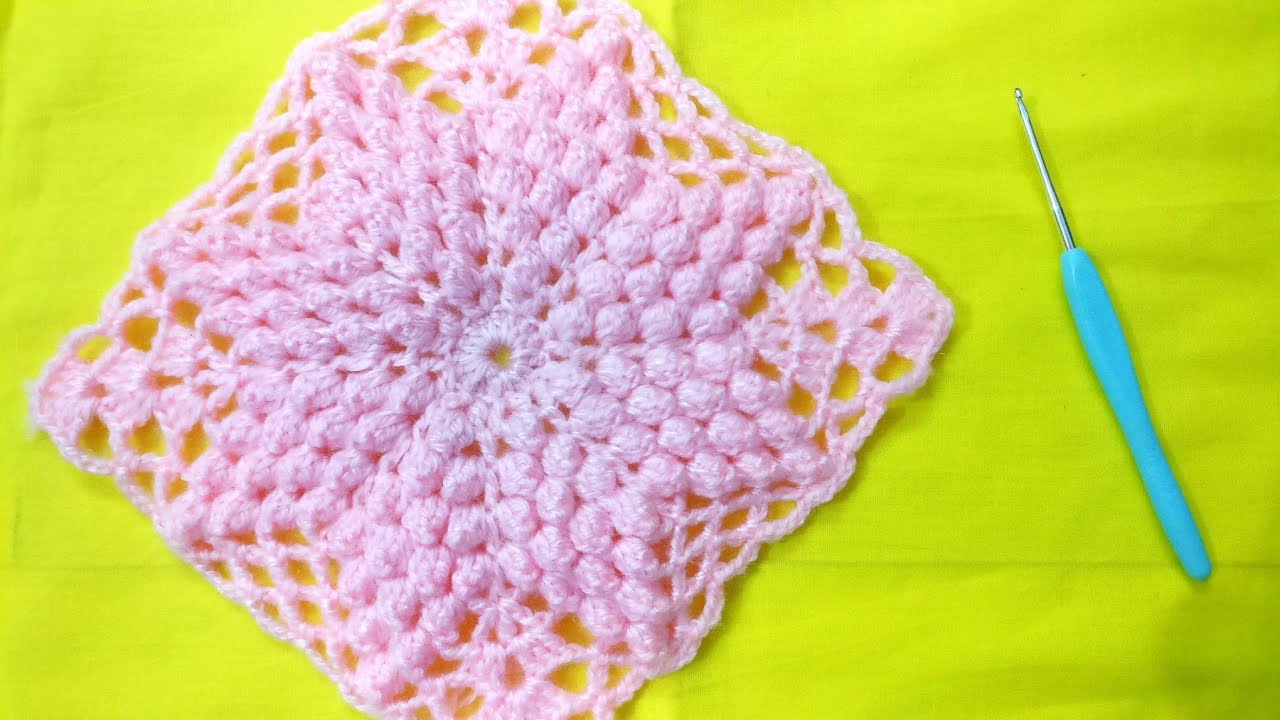 Crochet Popcorn Square Pattern For Cushion Covers, Bed Throw, Table Runner And More.